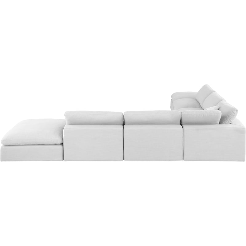 Pemberly Row 7-Piece Modular Sectional in White Linen Textured Fabric