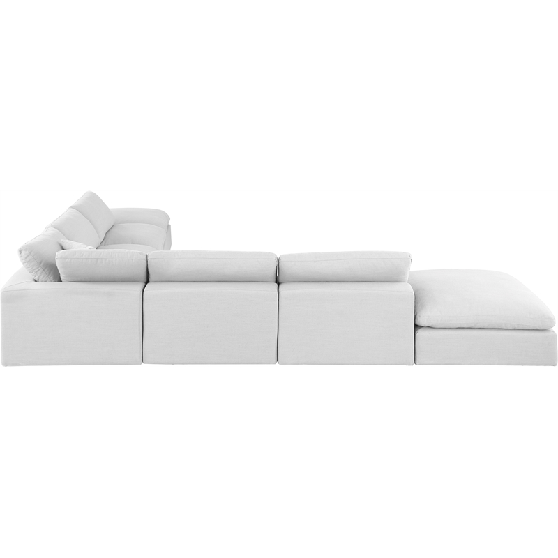 Pemberly Row 7-Piece Modular Sectional in White Linen Textured Fabric