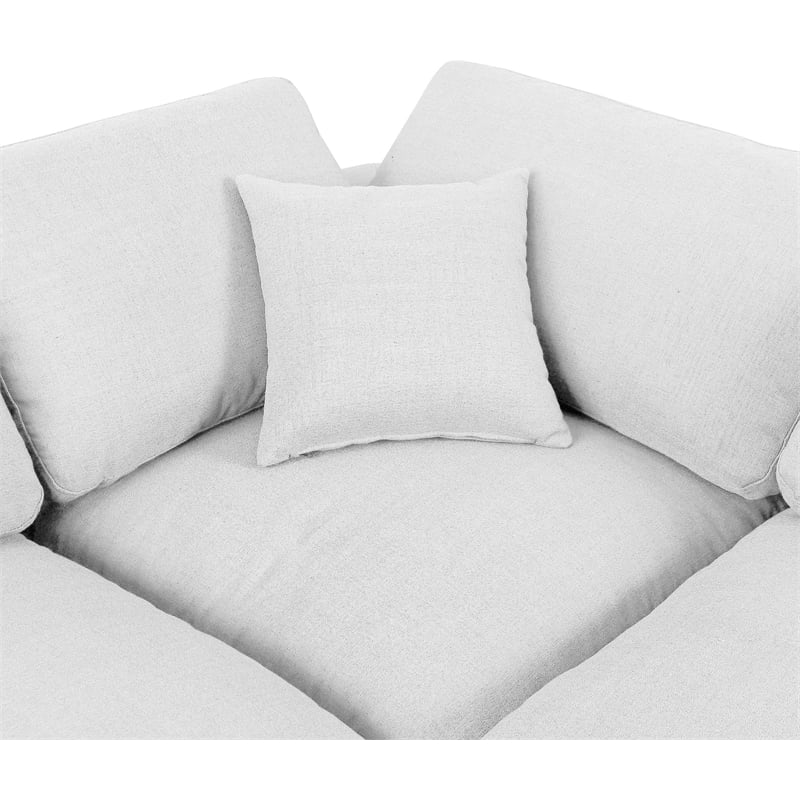 Pemberly Row 7-Piece Modular Sectional in White Linen Textured Fabric