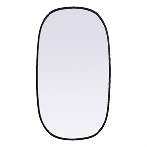 Pemberly Row 20x36&quot Oval MDF Wood and Iron Mirror in Black