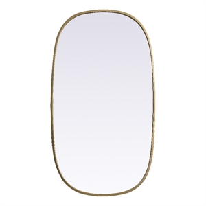 Pemberly Row 20x36&quot Oval MDF Wood and Iron Mirror in Brass
