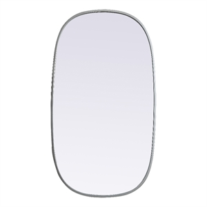 Pemberly Row 20x36&quot Oval MDF Wood and Iron Mirror in Silver