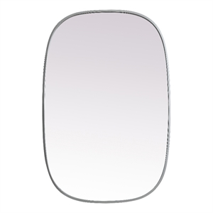 Pemberly Row 24x36&quot Oval MDF Wood and Iron Mirror in Silver