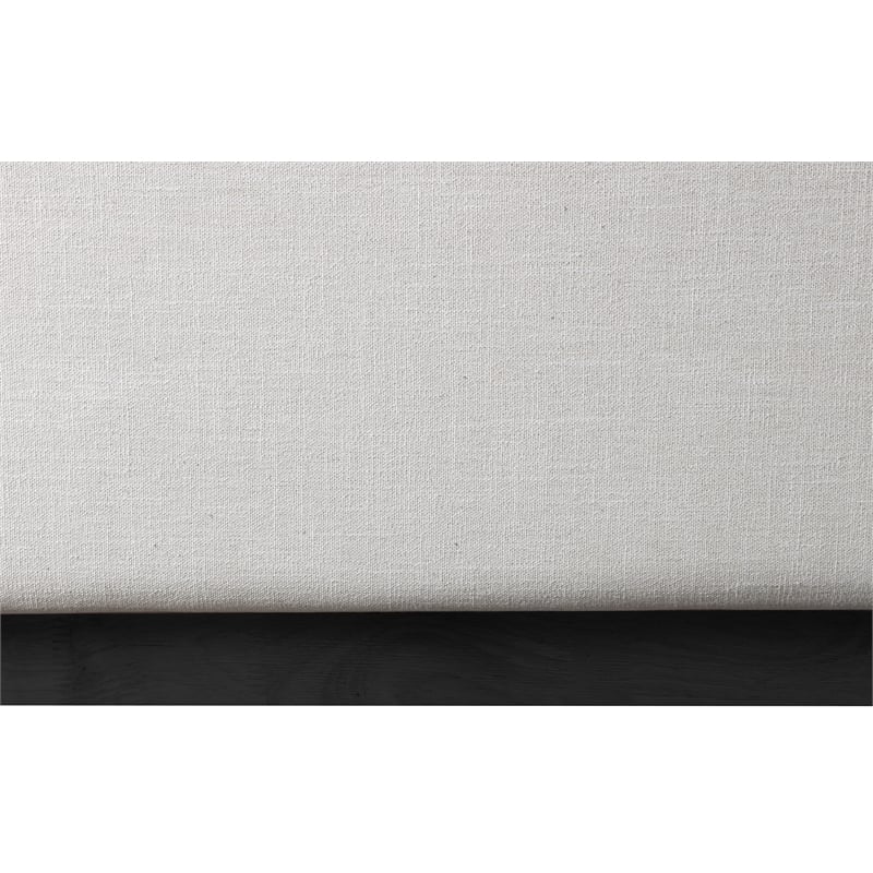 Pemberly Row Full Bed with Channel Tufted Headboard in Beige Linen