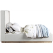 Pemberly Row Full Bed with Channel Tufted Wingback in Cream Linen