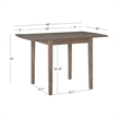 Pemberly Row Square Rubberwood Drop-Leaf Table in Washed Gray