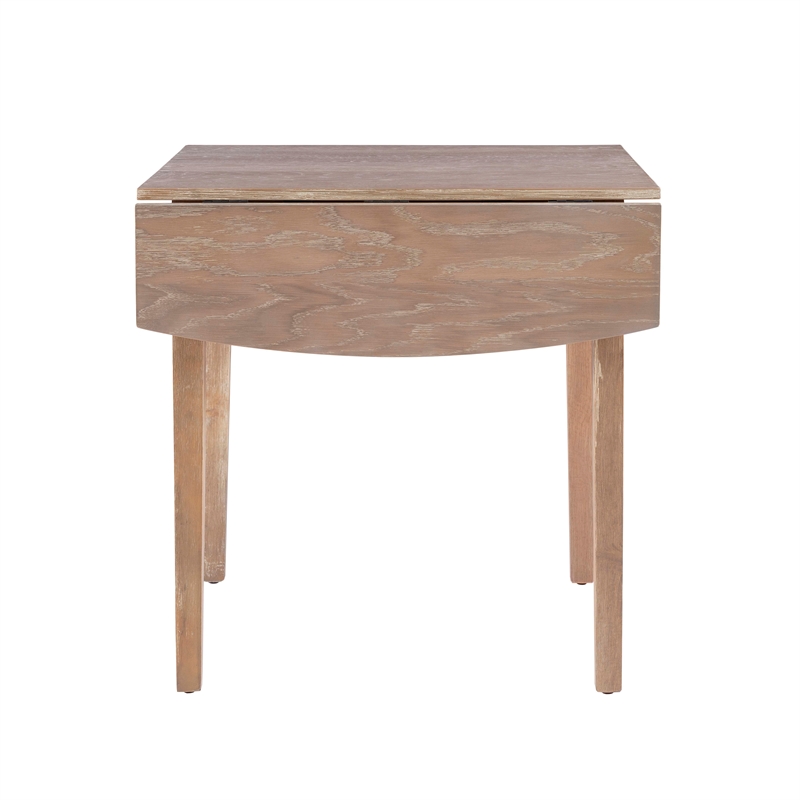 Pemberly Row Square Rubberwood Drop-Leaf Table in Washed Gray