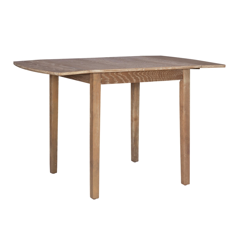 Pemberly Row Square Rubberwood Drop-Leaf Table in Washed Gray
