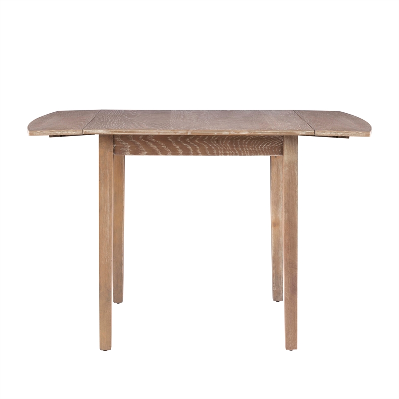 Pemberly Row Square Rubberwood Drop-Leaf Table in Washed Gray