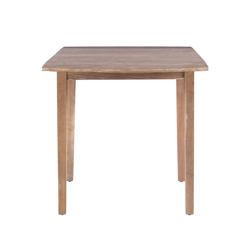 Pemberly Row Square Rubberwood Drop-Leaf Table in Washed Gray