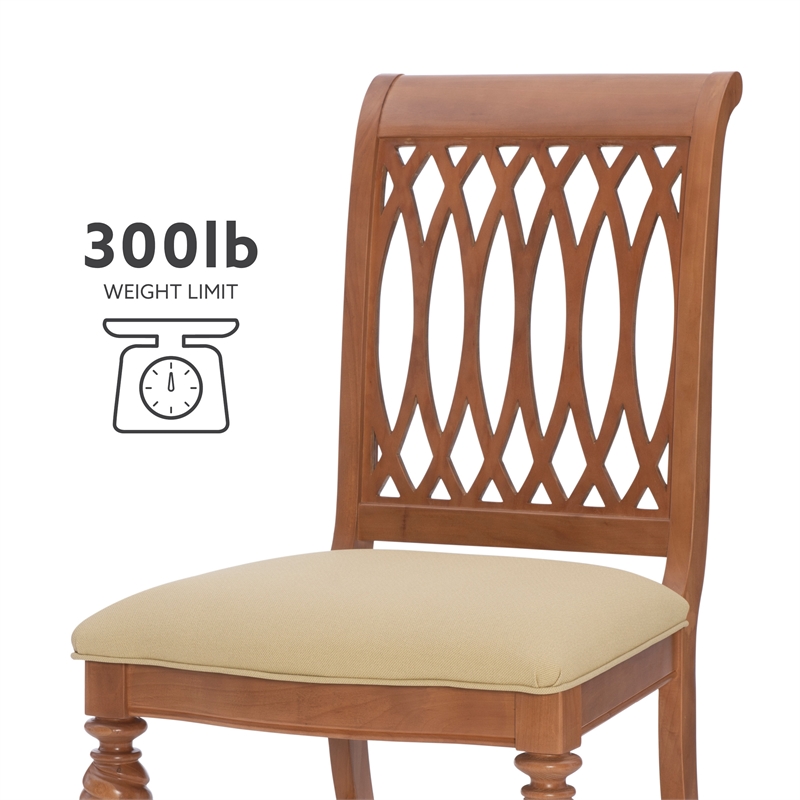 Pemberly Row Set of 2 Dining Chairs with Lattice Backs in Honey Brown
