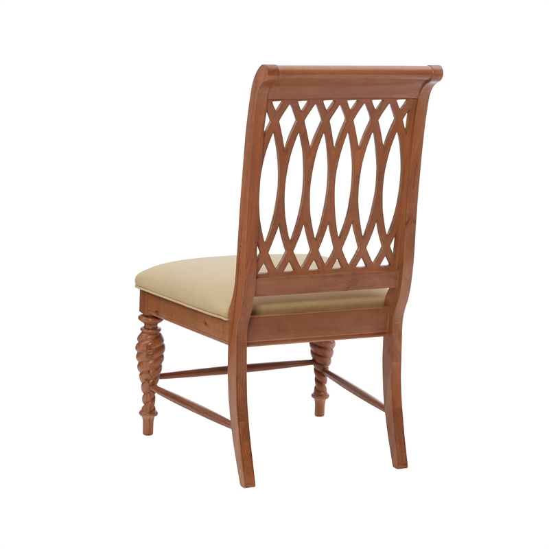 Pemberly Row Set of 2 Dining Chairs with Lattice Backs in Honey Brown