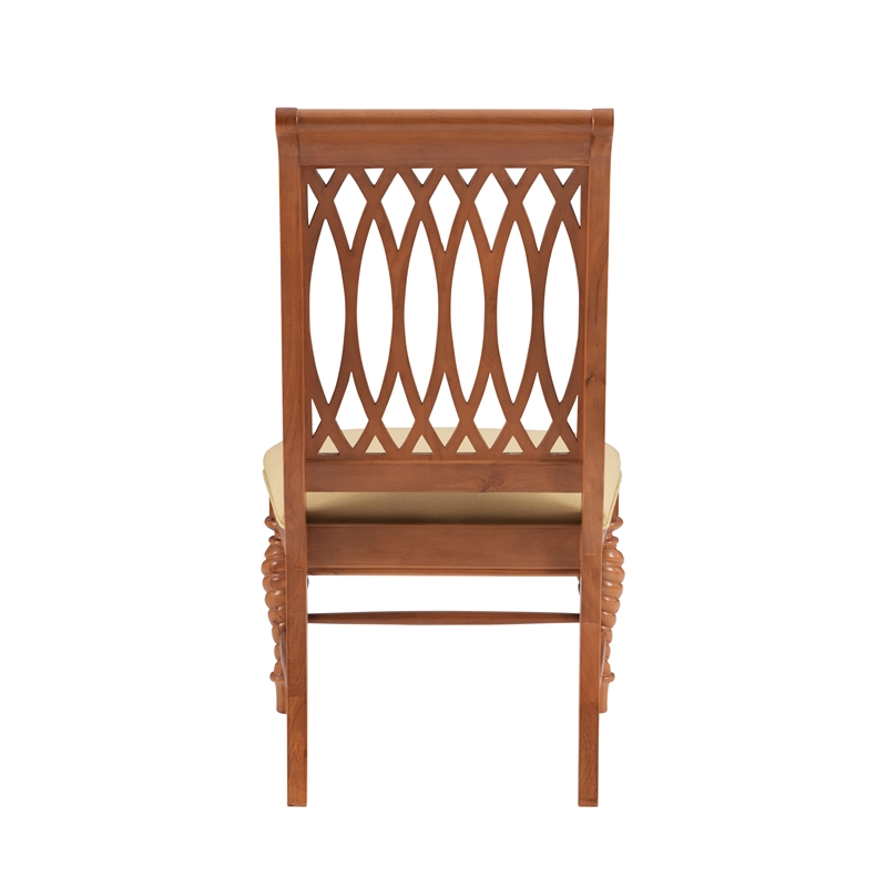Pemberly Row Set of 2 Dining Chairs with Lattice Backs in Honey Brown