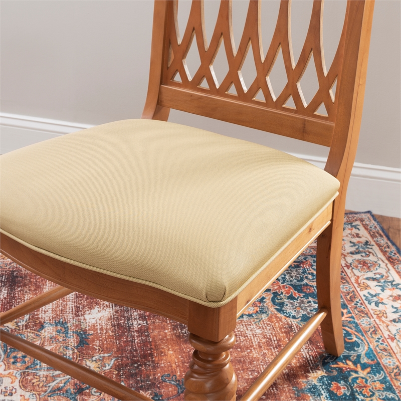 Pemberly Row Set of 2 Dining Chairs with Lattice Backs in Honey Brown