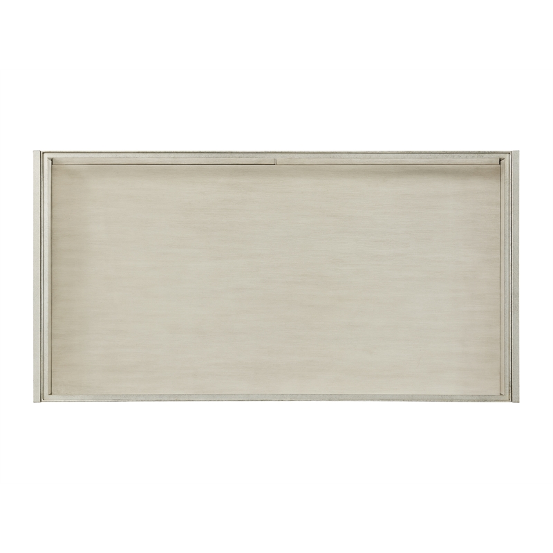 Pemberly Row Rectangular Wood Coffee Table with Glass Top in Champagne