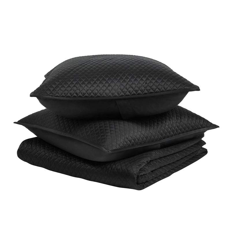 Pemberly Row Queen Size Matte Poly Sateen Quilt in Black