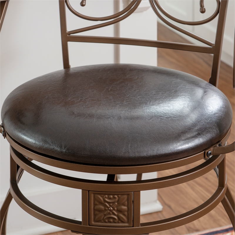 Pemberly Row Big & Tall Metal Swivel Counter Stool with Bronze Finish