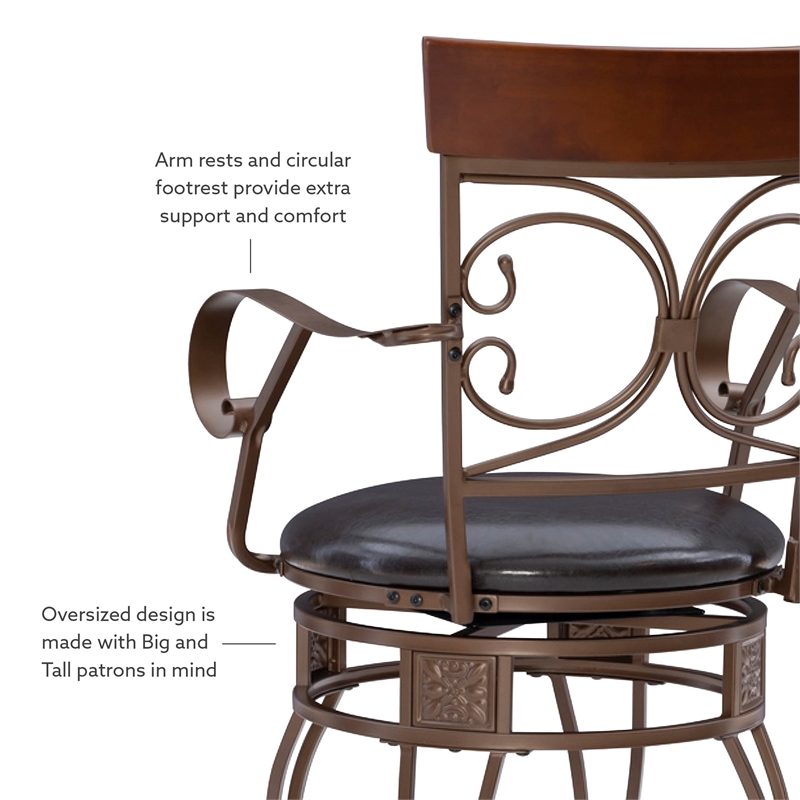 Pemberly Row Big & Tall Metal Swivel Counter Stool with Bronze Finish