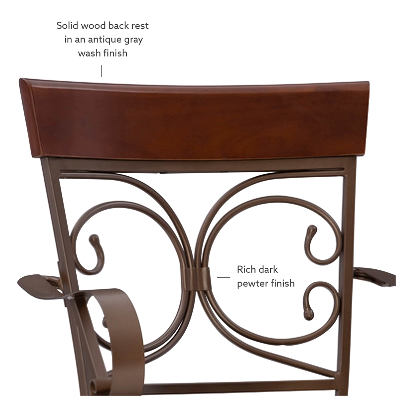 Pemberly Row Big & Tall Metal Swivel Counter Stool with Bronze Finish