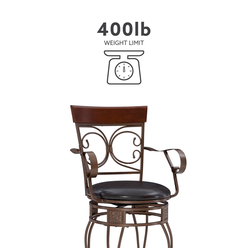 Pemberly Row Big & Tall Metal Swivel Counter Stool with Bronze Finish