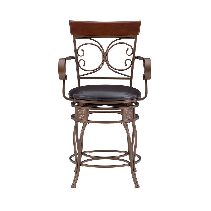 Pemberly Row Big & Tall Metal Swivel Counter Stool with Bronze Finish
