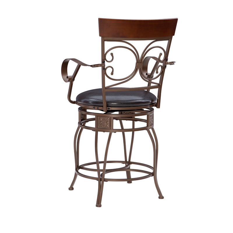 Pemberly Row Big & Tall Metal Swivel Counter Stool with Bronze Finish