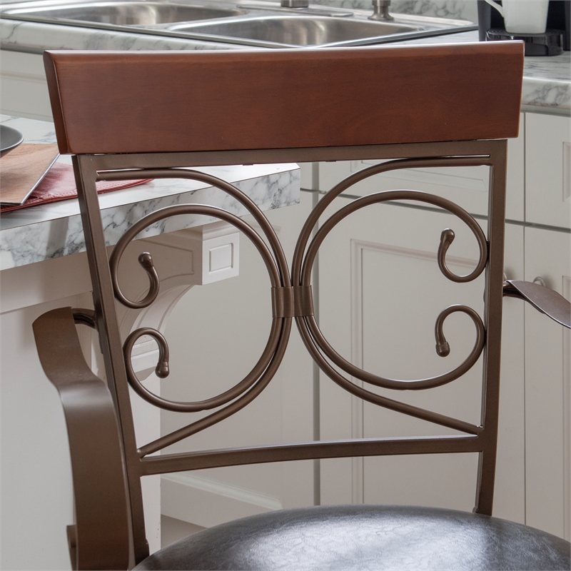 Pemberly Row Big & Tall Metal Swivel Counter Stool with Bronze Finish