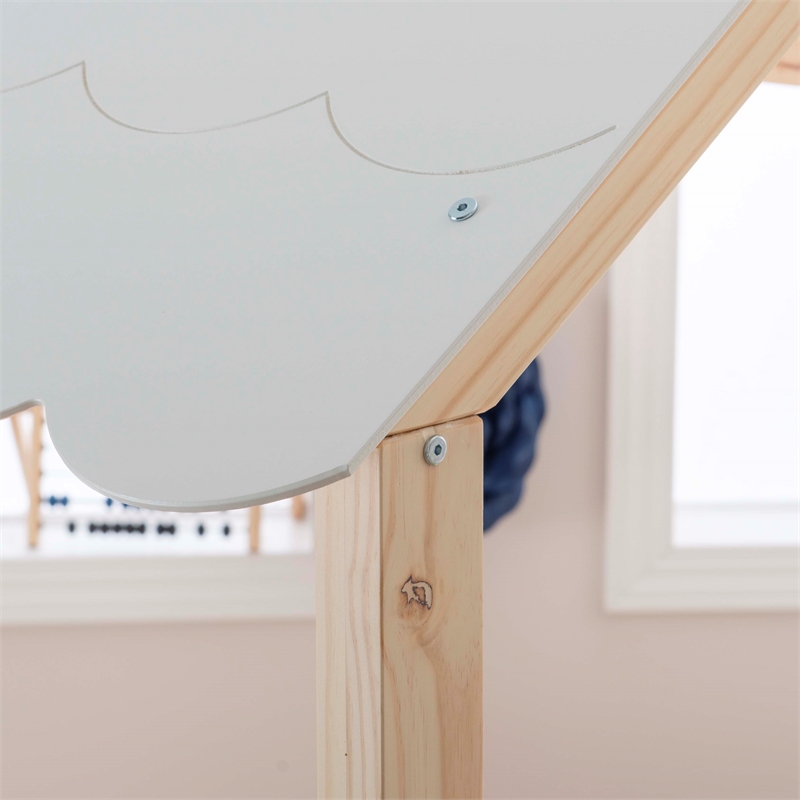 Pemberly Row Youth Twin Bed Frame w/ Roof Design in White Wood Finish