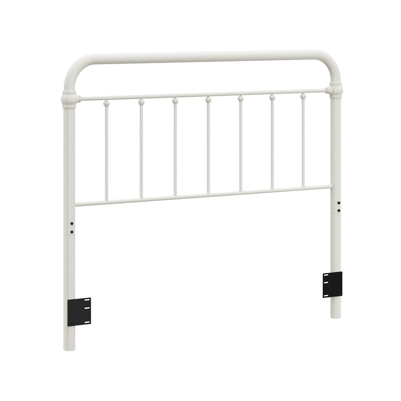 Pemberly Row Metal Spindle Headboard in Soft White for Full/Queen Beds