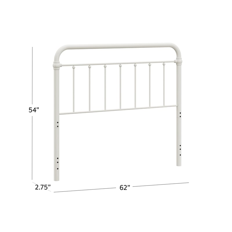 Pemberly Row Metal Spindle Headboard in Soft White for Full/Queen Beds