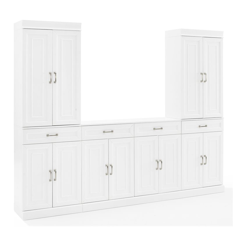 Pemberly Row 3PC Modular Sideboard and Pantry Set in White