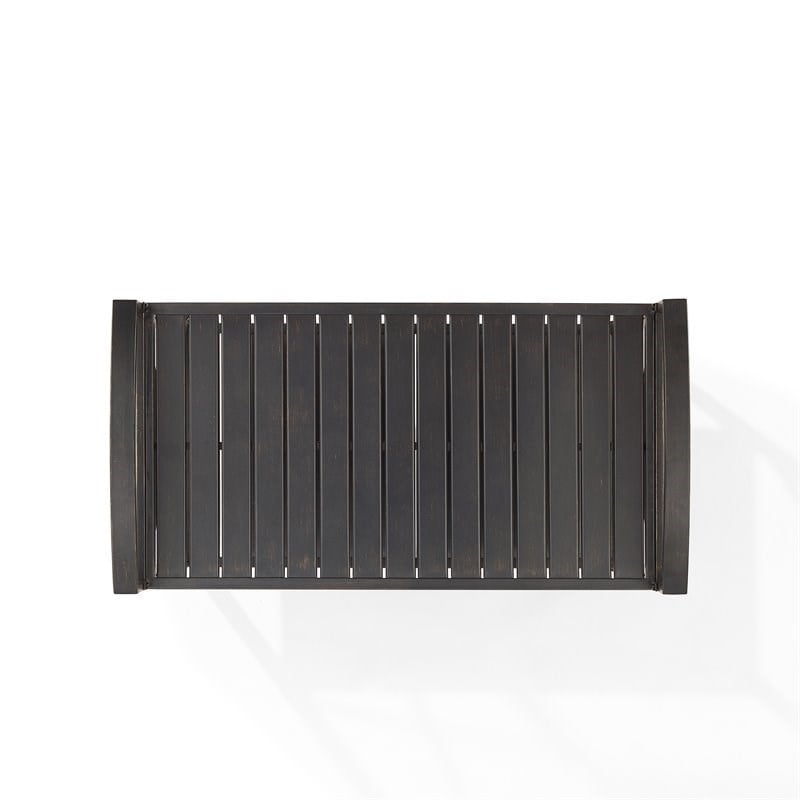 Pemberly Row Metal Outdoor Bar Cart in Oil Rubbed Bronze Finish