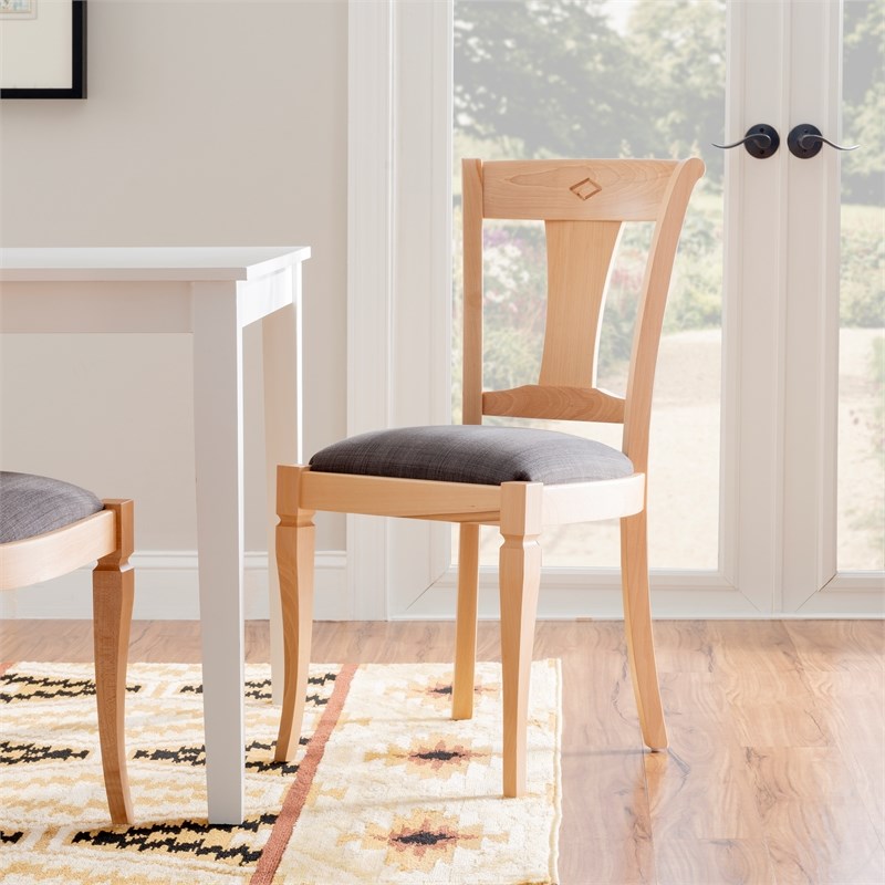 Pemberly Row Side Chairs with Grey Padded Seats and Beechwood Frame (Set of 2)