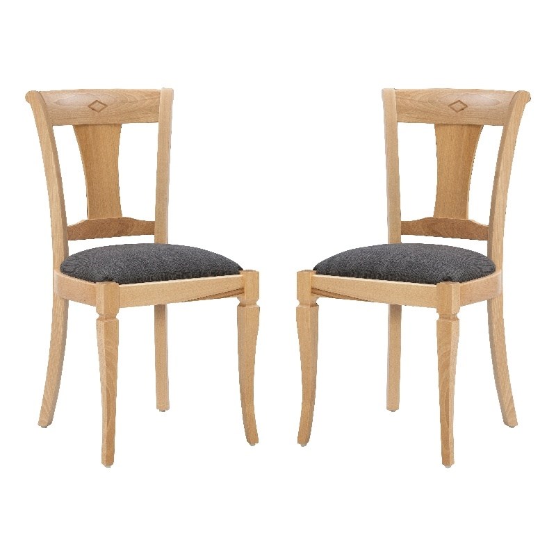 Pemberly Row Side Chairs with Grey Padded Seats and Beechwood Frame (Set of 2)