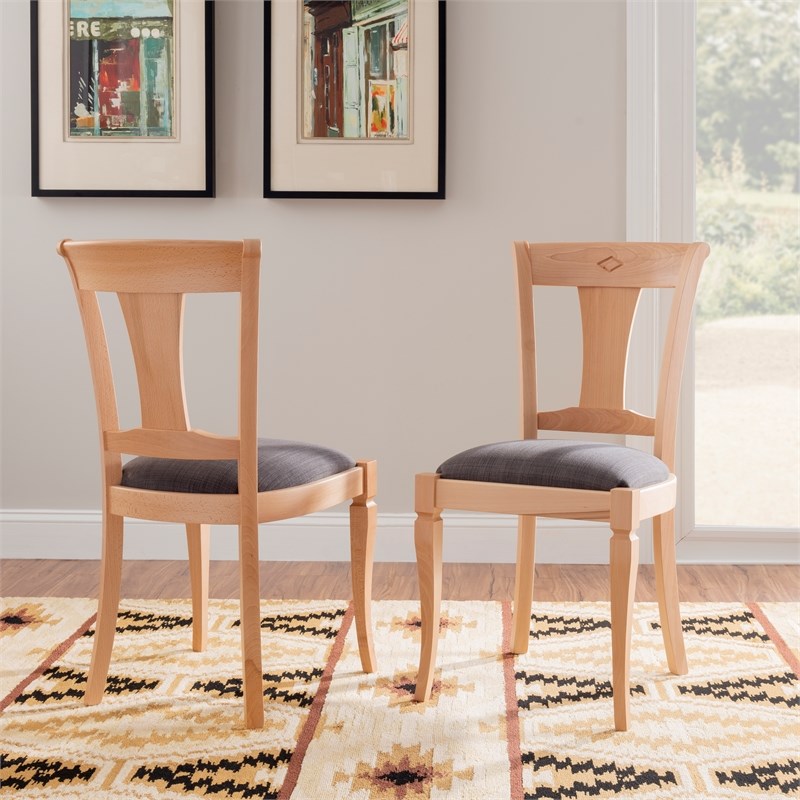 Pemberly Row Side Chairs with Grey Padded Seats and Beechwood Frame (Set of 2)