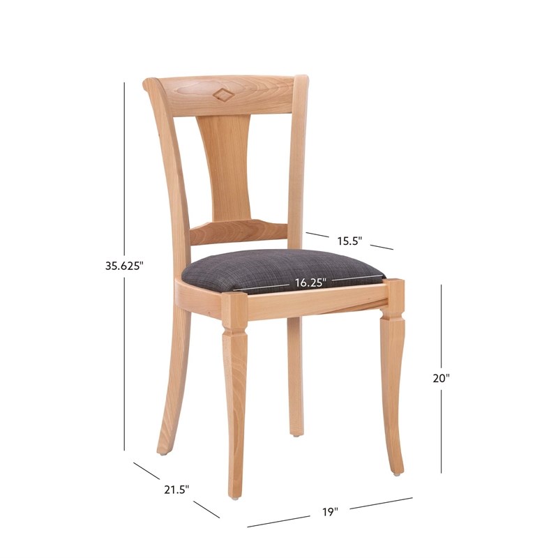 Pemberly Row Side Chairs with Grey Padded Seats and Beechwood Frame (Set of 2)