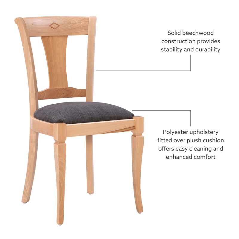 Pemberly Row Side Chairs with Grey Padded Seats and Beechwood Frame (Set of 2)