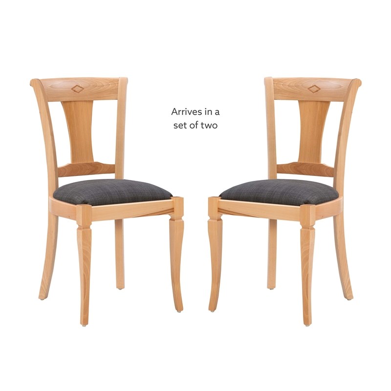 Pemberly Row Side Chairs with Grey Padded Seats and Beechwood Frame (Set of 2)