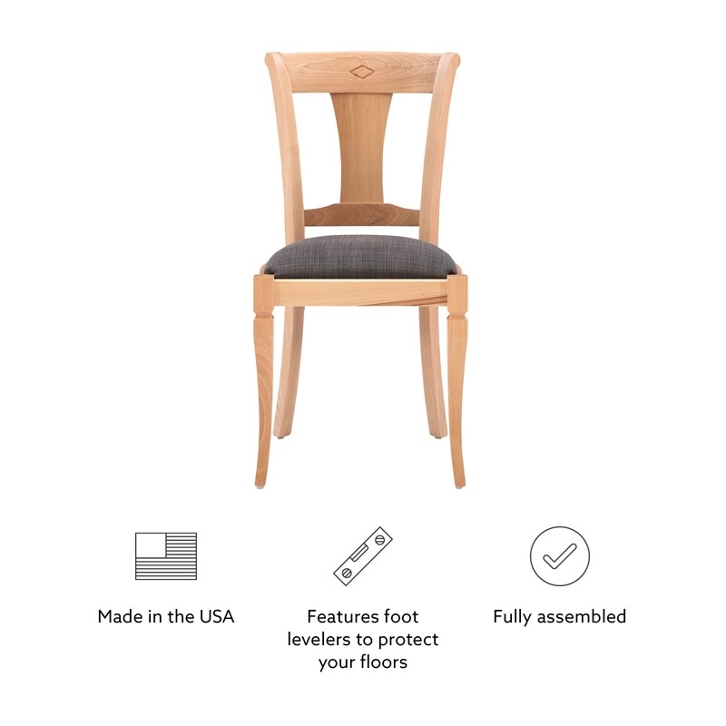 Pemberly Row Side Chairs with Grey Padded Seats and Beechwood Frame (Set of 2)