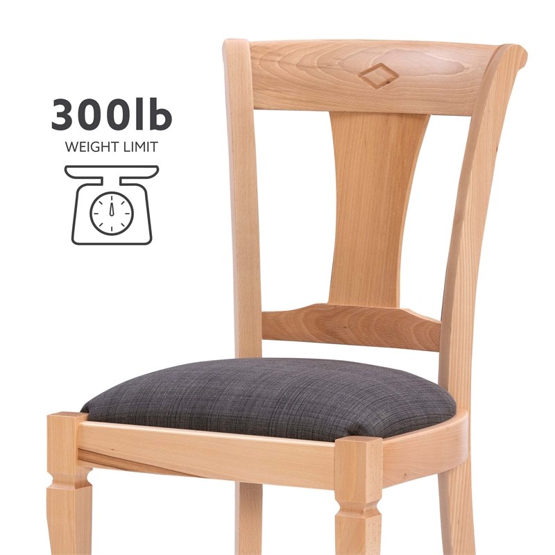 Pemberly Row Side Chairs with Grey Padded Seats and Beechwood Frame (Set of 2)