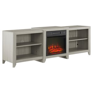 Pemberly Row TV Stand for TVs up to 75&quot with Electric Fireplace in Whitewash