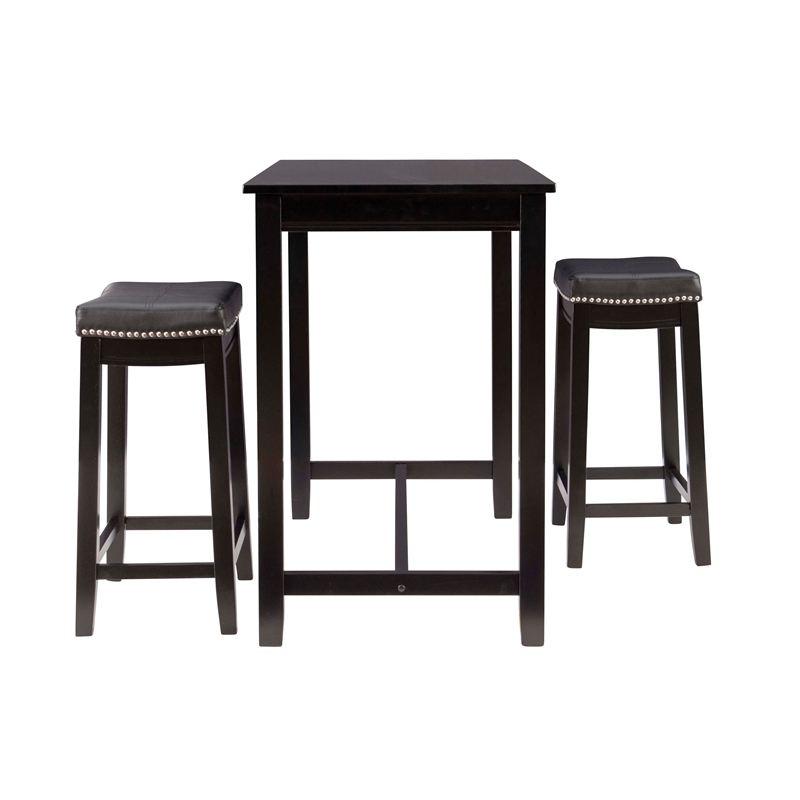 Pemberly Row 3-Piece Counter Dining Set Faux Leather Seats in Black
