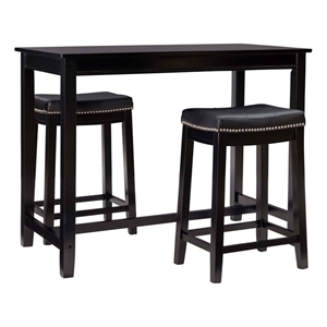 Pemberly Row 3-Piece Counter Dining Set Faux Leather Seats in Black