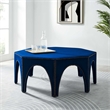 Pemberly Row Velvet Ottoman with Nailhead Trim in Navy