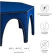 Pemberly Row Velvet Ottoman with Nailhead Trim in Navy