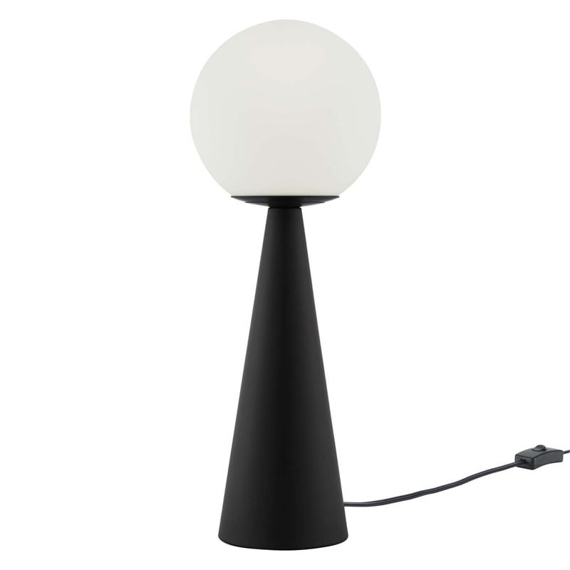 Pemberly Row Glass Globe Table Lamp in White and Black