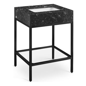 Pemberly Row 24&quot Bathroom Vanity with Engineered Stone Sink in Black