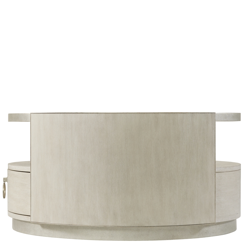 Pemberly Row Round Wood and Glass Coffee Table in Champagne
