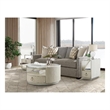 Pemberly Row Round Wood and Glass Coffee Table in Champagne