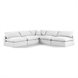 Pemberly Row 5-Pc Modular Sectional in White Linen Fabric w/ Cushions